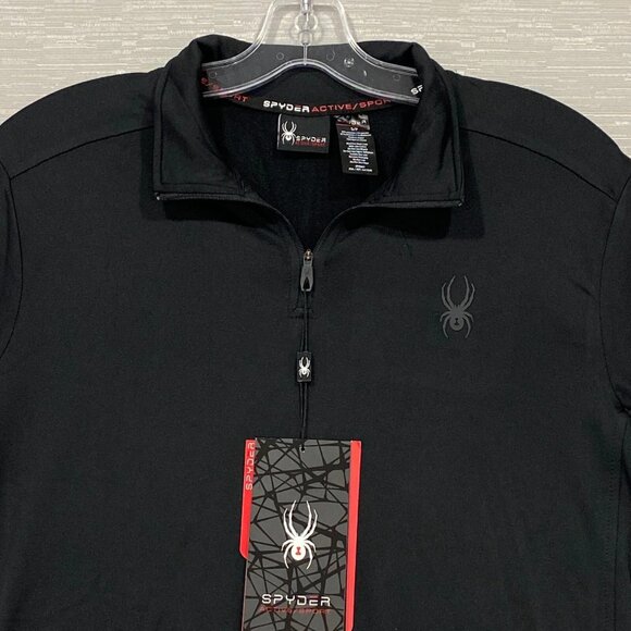SPYDER 1/4 Zip Shirt Mens Small Black Base Layer Lightweight Pullover Quick Dry - Picture 6 of 11
